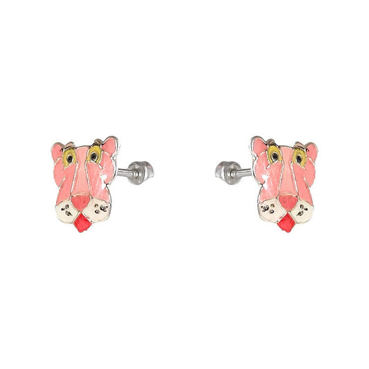 Aretes Pantera Rosa Niña Mujer Regalo Colores Plata Ley 925