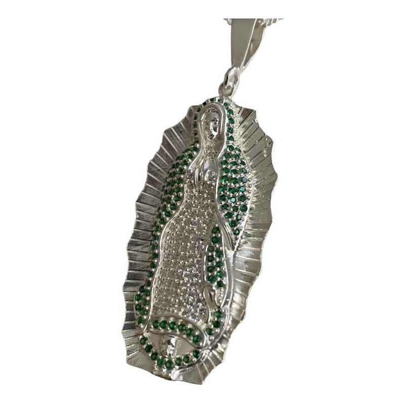 Dije Grane Virgen De Guadalupe Zirconias Plata Solida 925