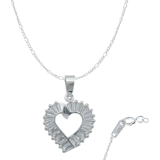 Collar Corazón Chico Zirconia Baguette Amor Regalo Plata925