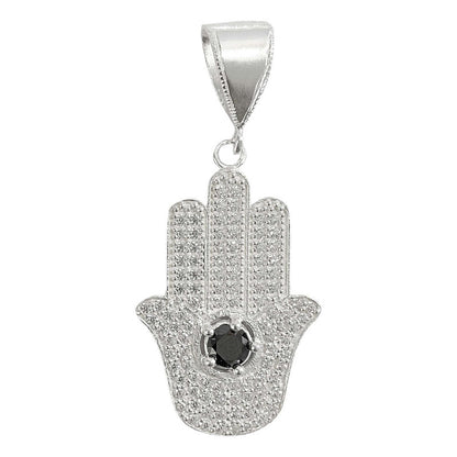 Dije Mano De Fatima Grande Ojo Zirconias Plata Ley 925