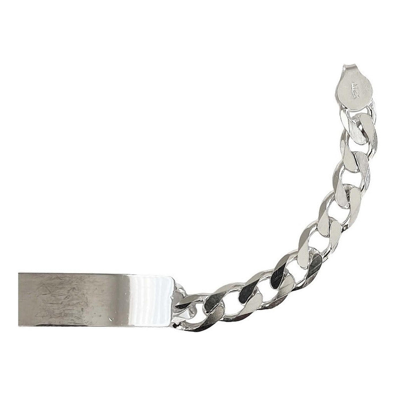 Esclava  Hombre Pulsera Cubana Plata 925 Placa Gruesa 9 Mm