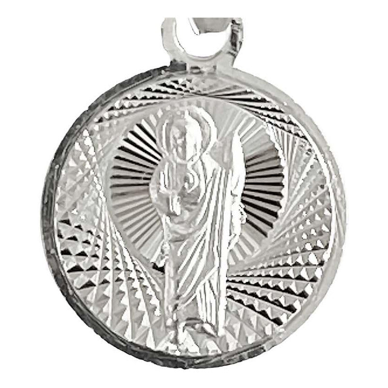 Dije Medalla Chica Diamantada San Judas Plata 925 1.4 Cm