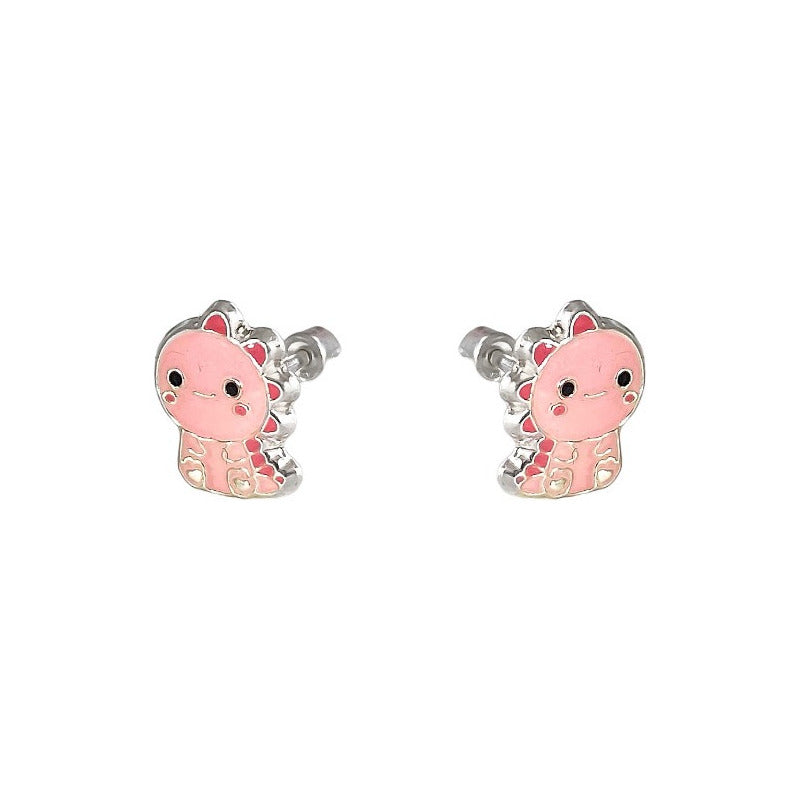 Aretes De Dinosaurio Niña Mujer Regalo Colores Plata Ley 925