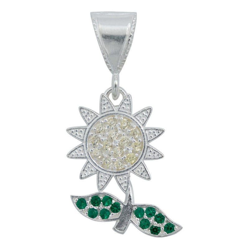 Dije Flor Primavera Zirconia Mujer Amor Regalo Plata 925