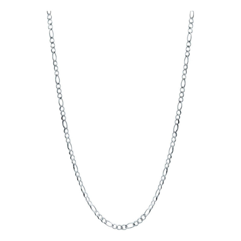 Cadena Figaro 3x1 Diamantada Unisex Plata 925 55 Cm X 4 Mm