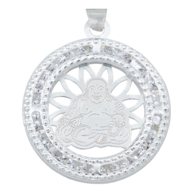 Dije Medalla Laser Buda Zirconias Hombre Mujer Plata 925