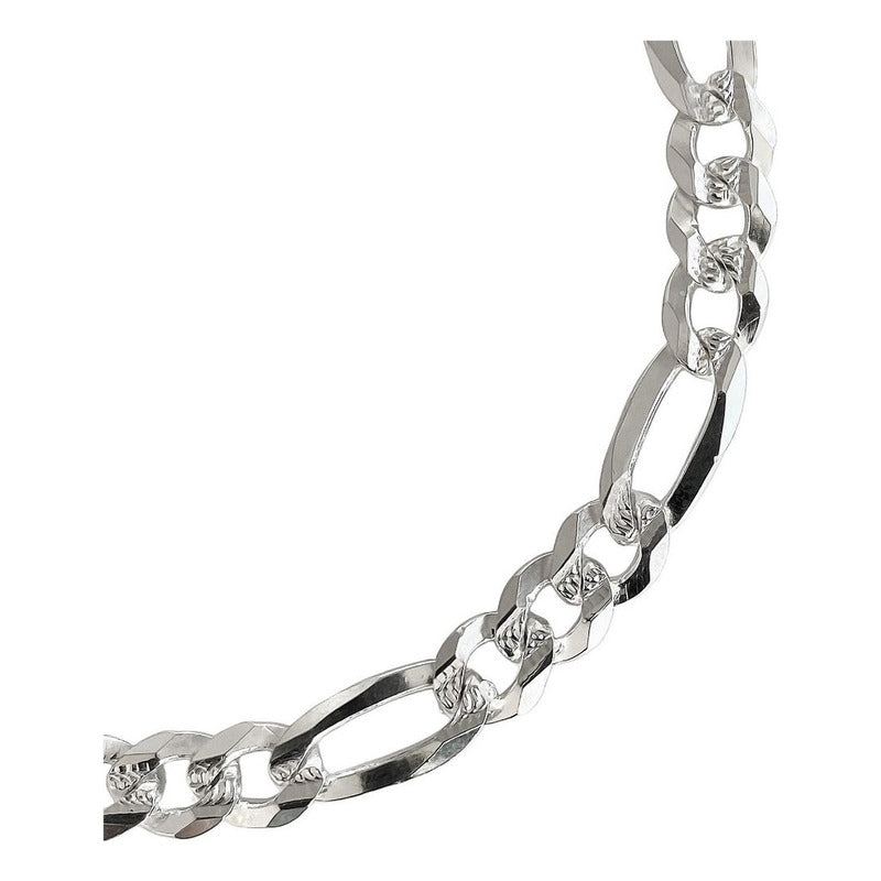 Esclava Diamantada Pulsera Fígaro 3x1 Hombre Plata S925 6 Mm