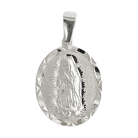 Medalla Chica Diamantada Mate Virgen Guadalupe Plata 925