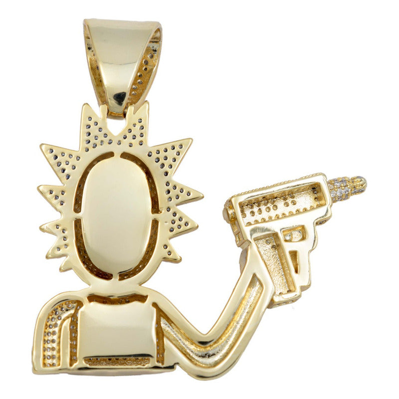 Dije Hombre Rick Pistola Hiphop + Cadena Regalo Chapa Oro14k