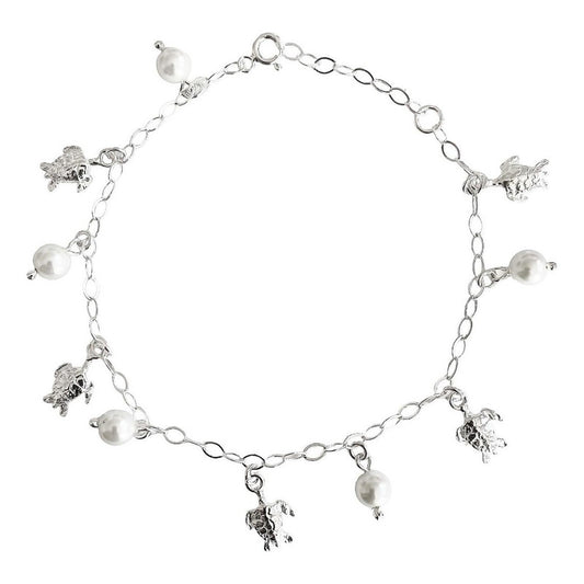 Pulsera Ajustable Tortugas Cuarzos Mar Regalo Plata 925