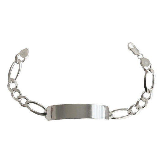 Esclava Hombre Pulsera Fígaro Plata 925 Placa Lisa 8 Mm