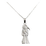 Collar Medalla Chico Santa Muerte Hueco Plano En Plata S925