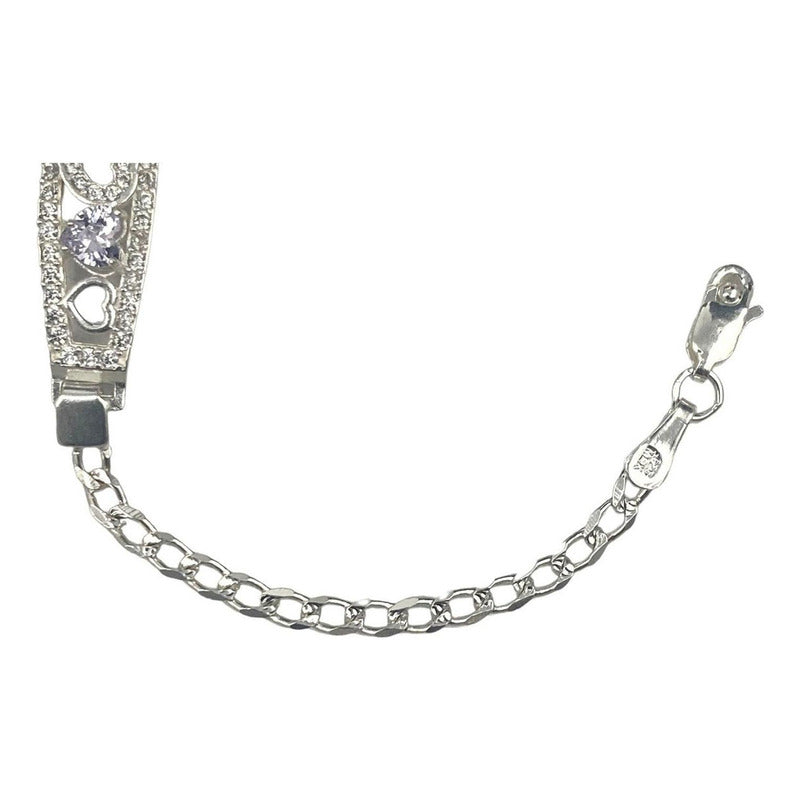 Pulsera Amistad Amor Corazon Con Zirconias Regalo Plata 925