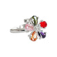 Anillo Flor 5 Pétalos Con Zirconias De Colores De Plata .925