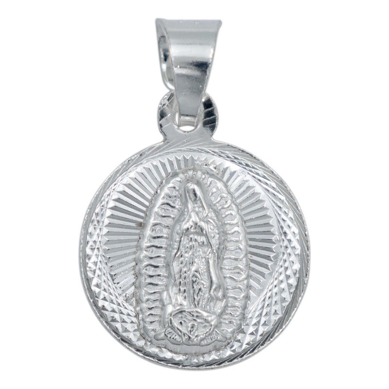 Medalla Doble Vista Diamantada San Judas Virgencita Plata925