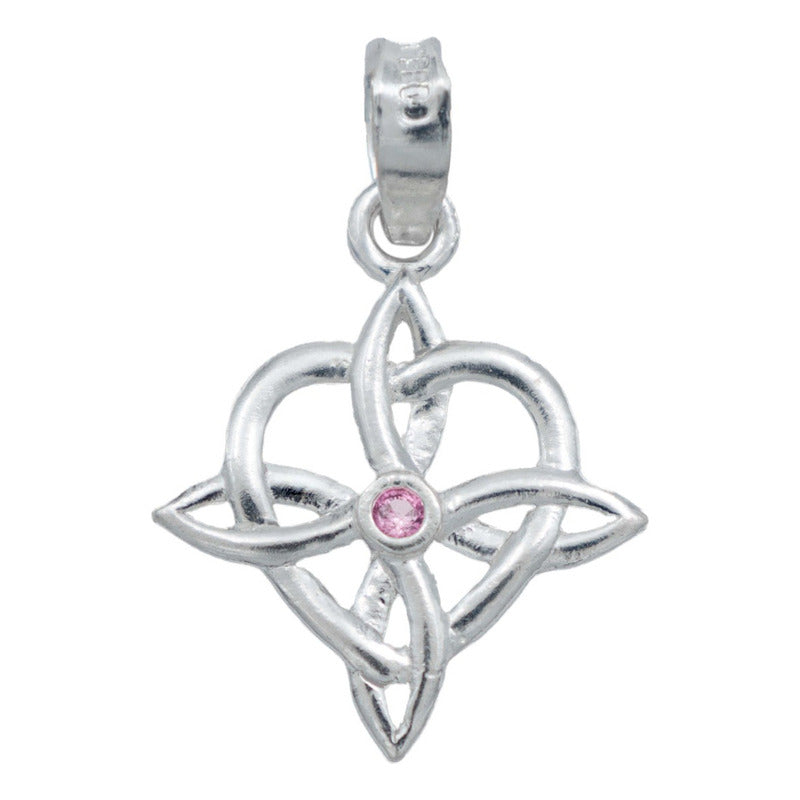 Dije Nudo De Bruja Corazón Zirconia Centro Cadena Plata 925