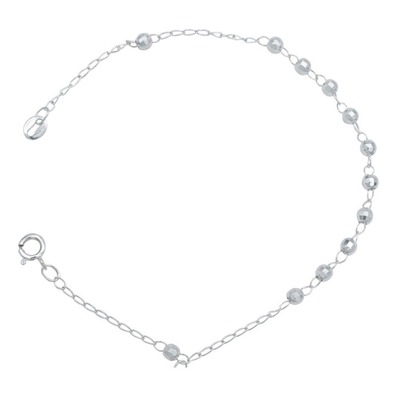 Pulsera Misterio Facetada San Benito Bolas 3 Mm Plata S925