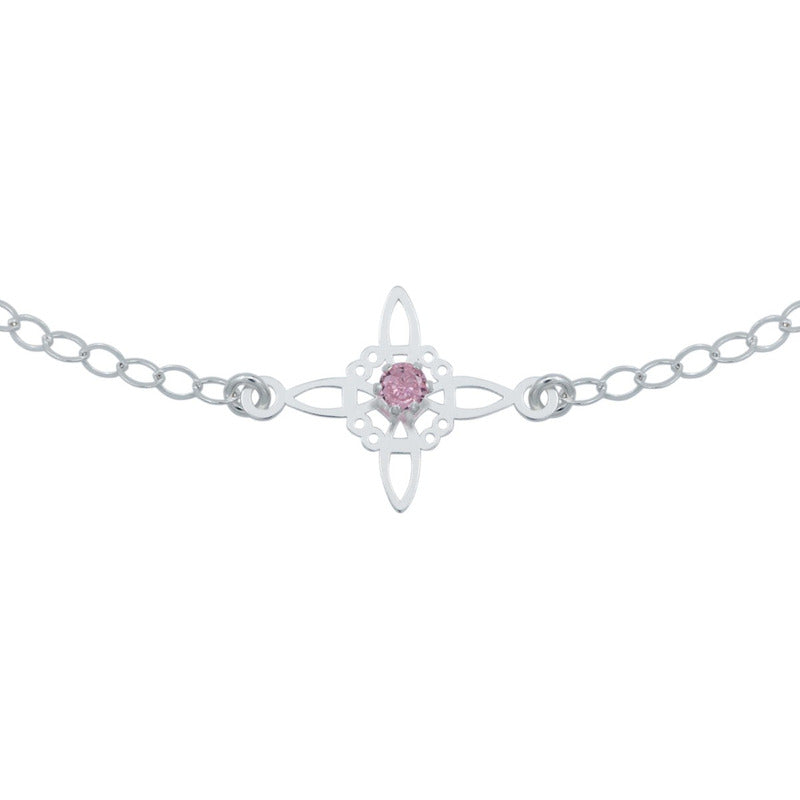 Pulsera Ajustable Nudo De Bruja Celta Zirconia Plata 925