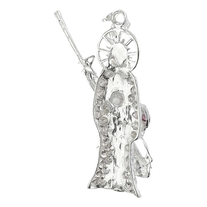 Dije Santa Muerte Rifle Calavera Zirconias Plata Ley 925