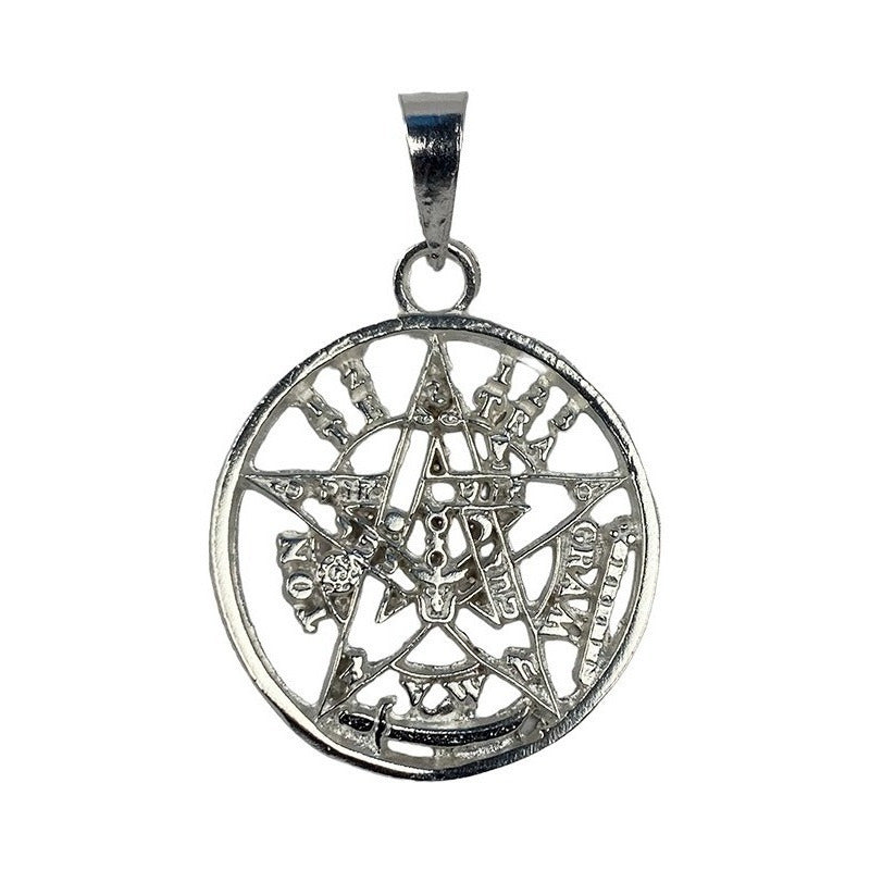 Dije Tetragramaton Plata 925 Medalla Pentagrama + Cadena 925