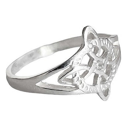 Anillo Nudo De Bruja Con Zirconia De Color Plata Solida 925