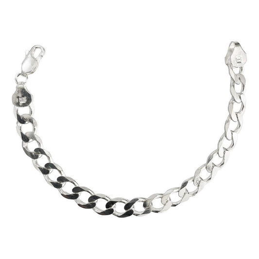 Esclava Gruesa Pulsera Hombre Cubana Barbada Plata 925 7.5mm