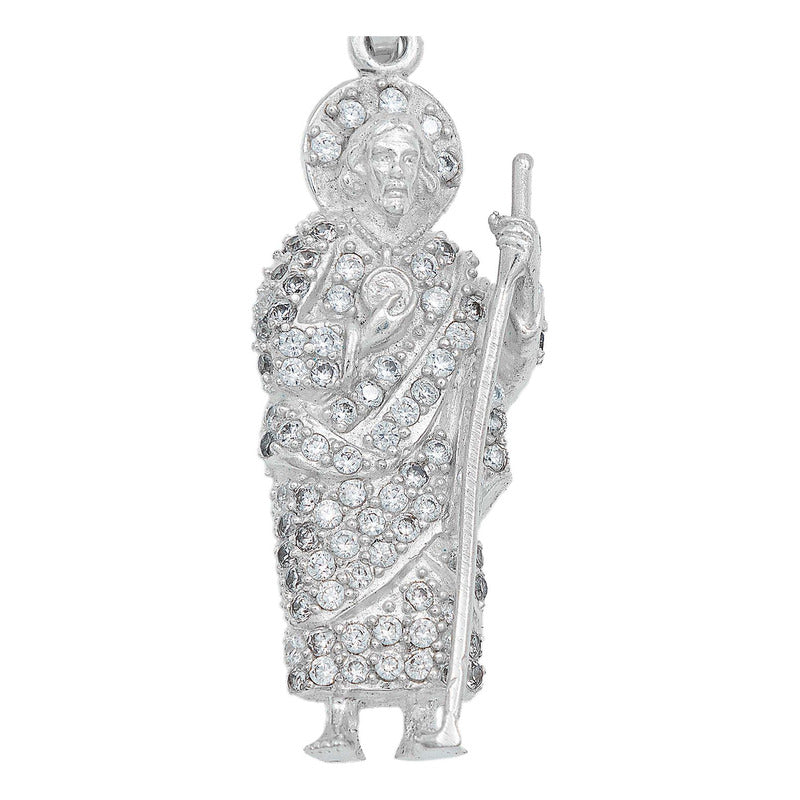 Dije San Judas Chico Zirconias Plata Ley 925 4.8 Cm