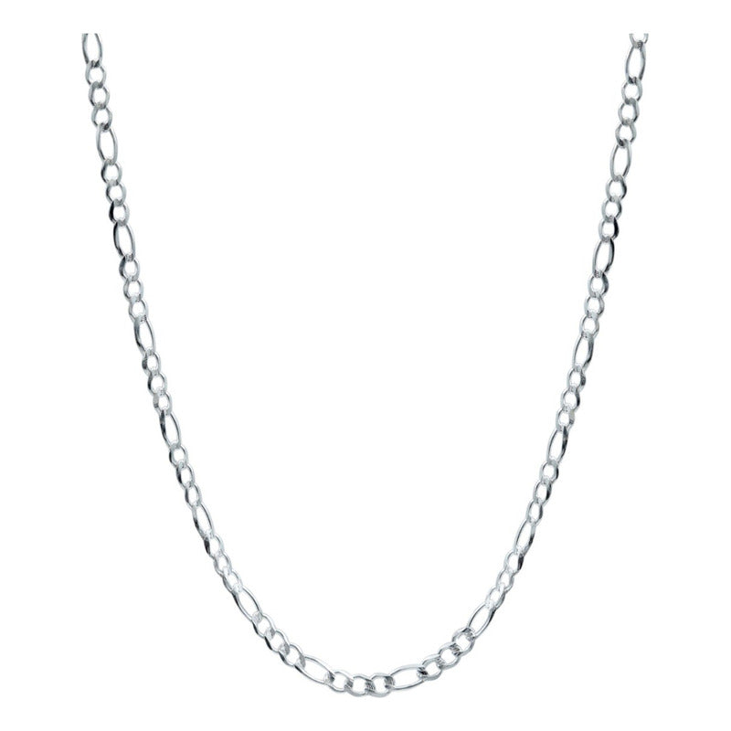 Cadena Figaro 3x1 Diamantada Unisex Plata 925 55 Cm X 4 Mm