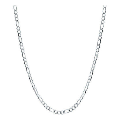 Cadena Figaro 3x1 Diamantada Unisex Plata 925 55 Cm X 4 Mm