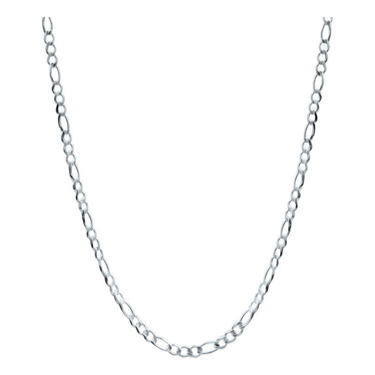 Cadena Figaro 3x1 Diamantada Unisex Plata 925 55 Cm X 4 Mm