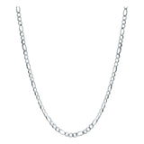 Cadena Figaro 3x1 Diamantada Unisex Plata 925 55 Cm X 4 Mm