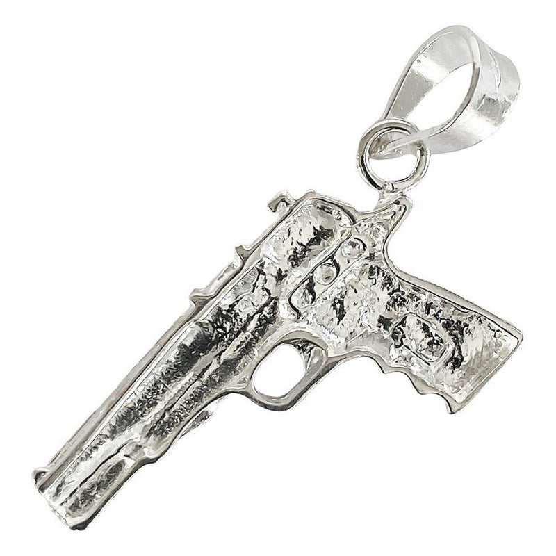 Dije Chico Pistola Gangster Punk Plata Solida 925