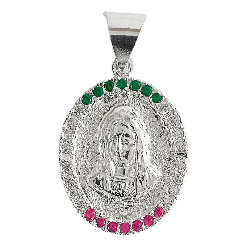 Medalla Doble Vista Virgen Guadalupe Zirconias Plata 925