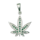 Dije Medalla De Planta Cannabis Zirconias Plata Solida 925