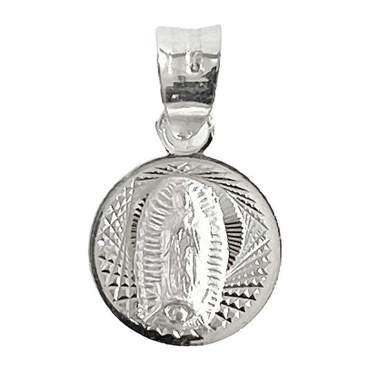 Dije Medalla Mini Diamantada Virgen Guadalupe Plata 925 1cm