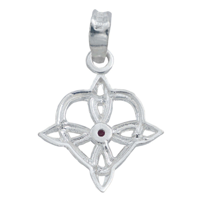 Dije Nudo De Bruja Corazón Zirconia Centro Cadena Plata 925