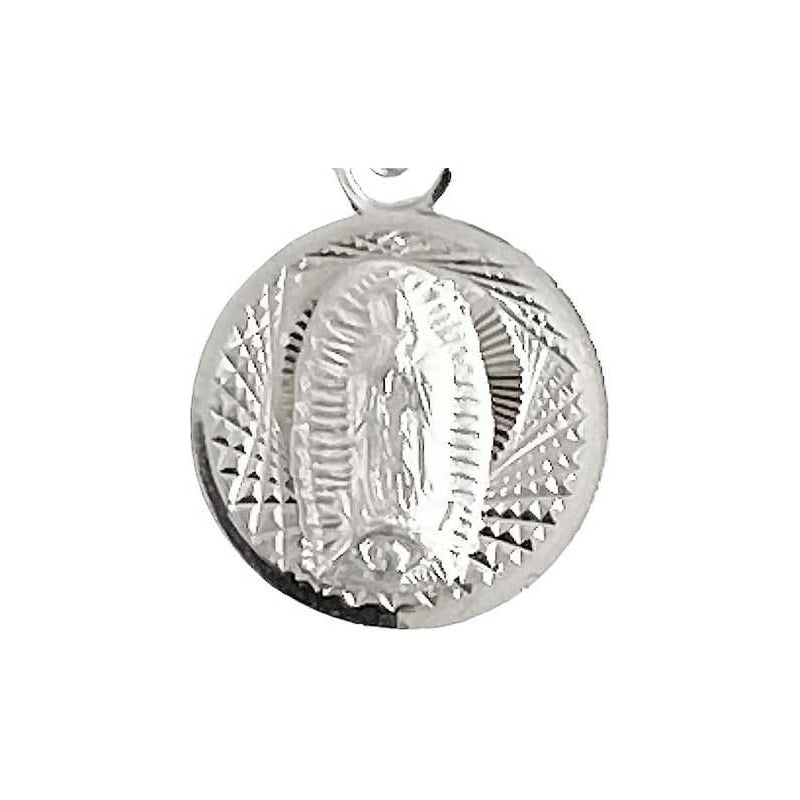 Dije Medalla Mini Diamantada Virgen Guadalupe Plata 925 1cm