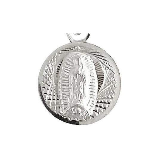 Dije Medalla Mini Diamantada Virgen Guadalupe Plata 925 1cm