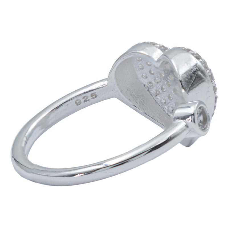 Anillo Ajustable Corazón Amor Zirconias Plata Italy 925