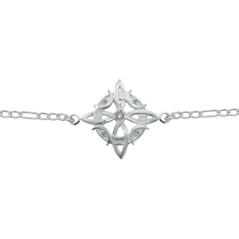 Pulsera Nudo De Bruja Fases Lunares Zirconias Plata Ley 925