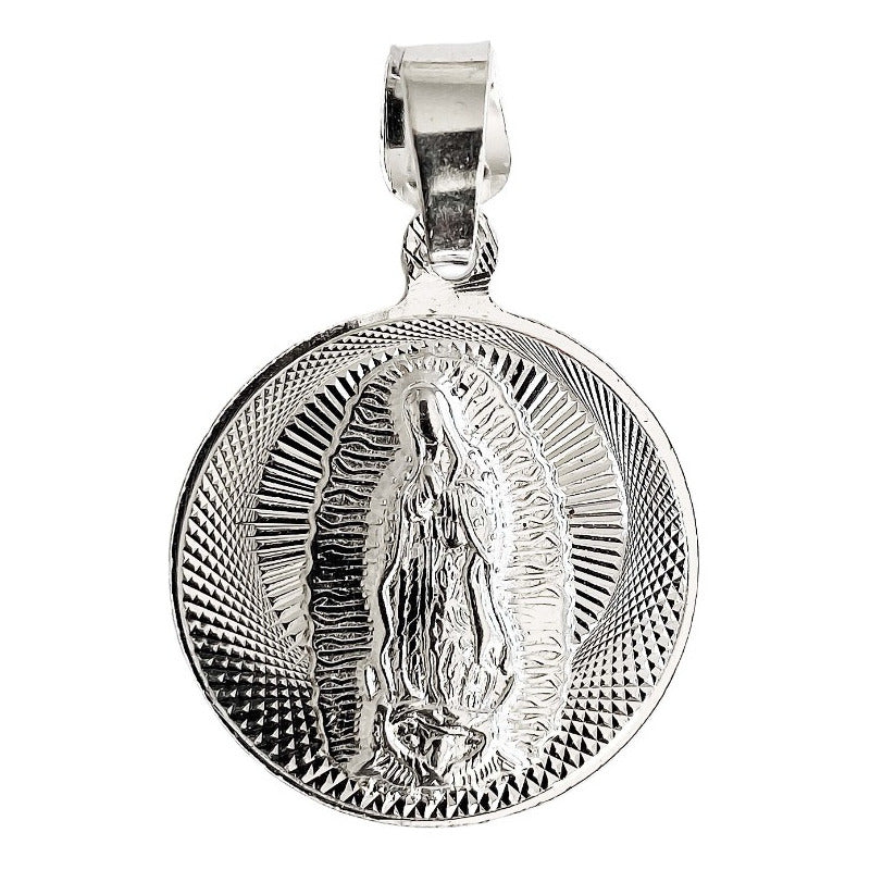 Medalla Doble Vista Divino Rostro Virgen Guadalupe Plata 925