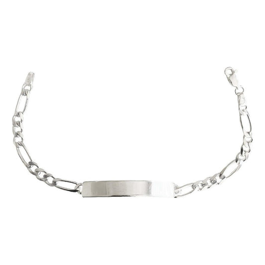 Pulsera Esclava Fígaro Hombre Mujer Plata925 Diamantada 4 Mm