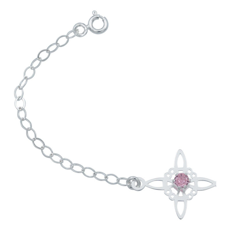 Pulsera Ajustable Nudo De Bruja Celta Zirconia Plata 925