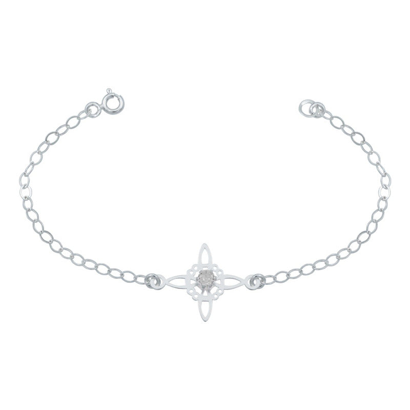 Pulsera Ajustable Nudo De Bruja Celta Zirconia Plata 925