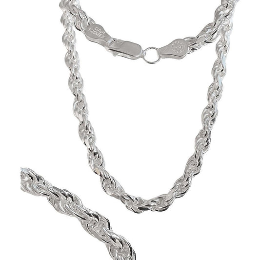 Collar Cadena Tejido Torzal Plata Fina Ley 925 60 Cm X 5 Mm