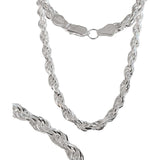 Collar Cadena Tejido Torzal Plata Fina Ley 925 60 Cm X 5 Mm