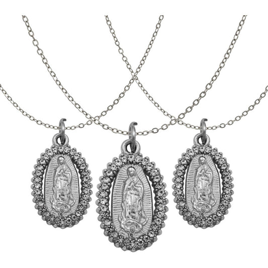 3 Collares Virgencita Guadalupe Piedras Cadena Hombre Mujer