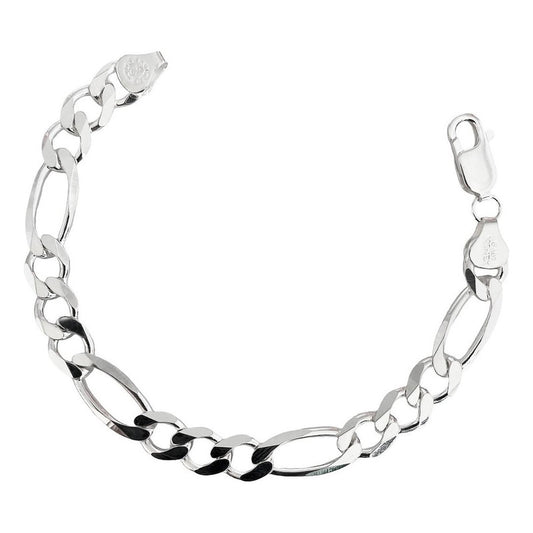 Esclava Pulsera Fígaro 3x1 Caballero Hombre Plata 925 9 Mm