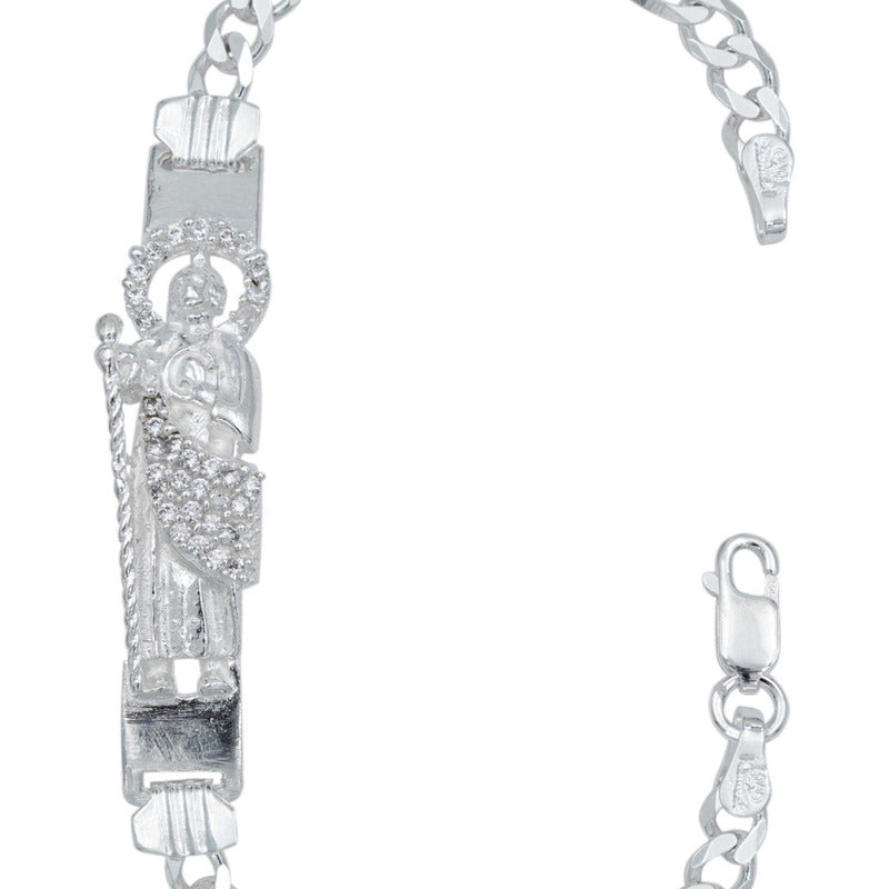 Esclava Pulsera San Judas Zirconia Figaro 3x1 Plata 925 5 Mm