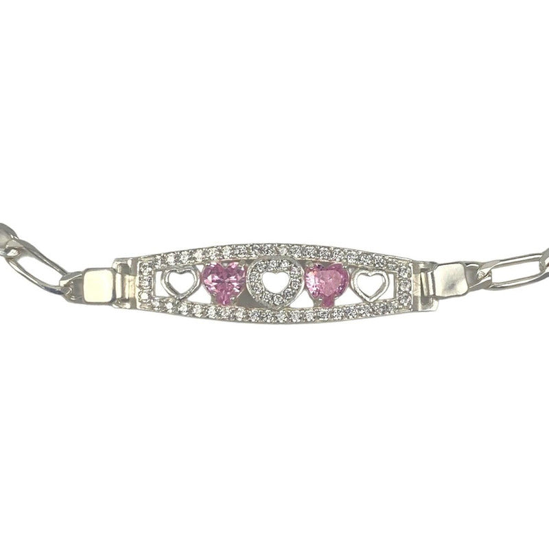 Pulsera Amistad Amor Corazon Con Zirconias Regalo Plata 925